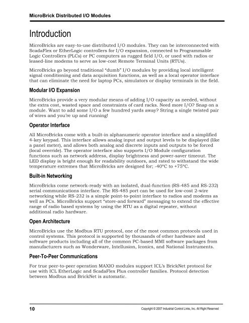 MicroBrick I/O - Industrial Control Links