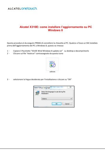 Alcatel X310E - Aggiornamento a Windows 8