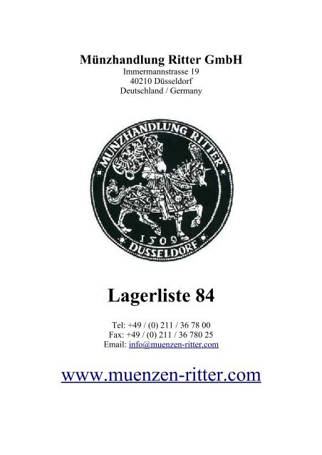 4.1 altdeutsche mÃ¼nzen bis 1871 - MÃ¼nzhandlung Ritter GmbH