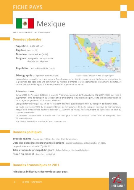Fiche pays Mexique, 2012 - Veille info tourisme