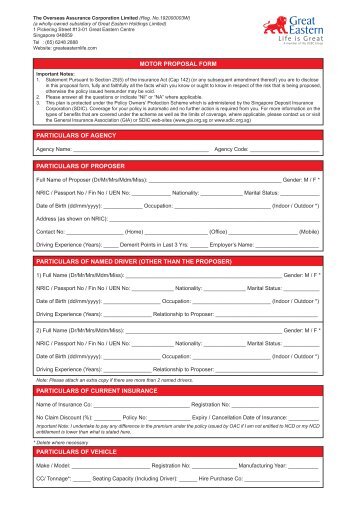 Proposal Form - Great Eastern Life