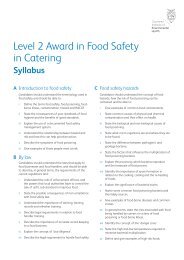 Syllabus Level 2 Award Food Safety Catering