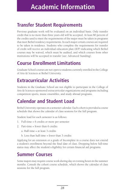 2008-2009 Catalog - Graduate School - Bethel University