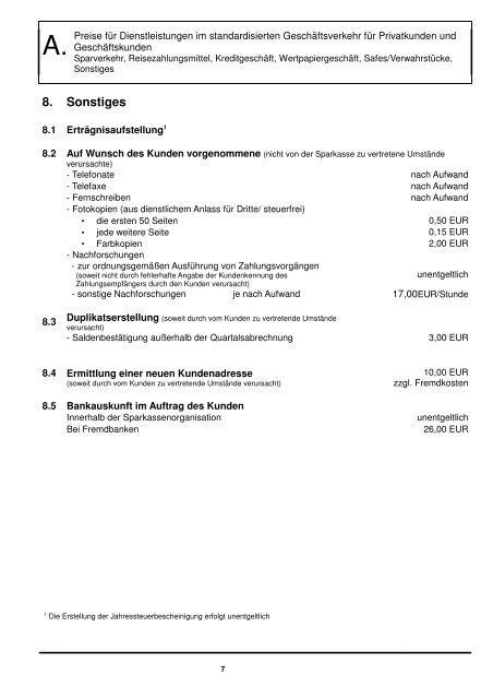 Preis- und Leistungsverzeichnis 01.07.2013 - Sparkasse Neunkirchen