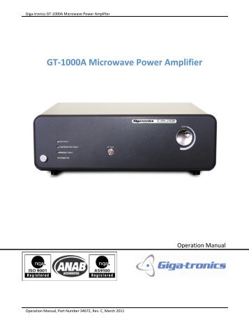 GT-1000A Microwave Power Amplifier - Giga-tronics