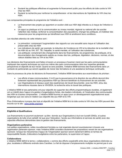 Appel Ã  Propositions CiblÃ© Initiative MSM-Financement ... - amfAR