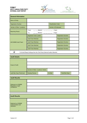 External EHSMS Audit Report - Form F