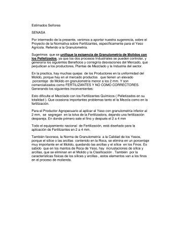 Estimados SeÃ±ores SENASA Por intermedio de la presente ...