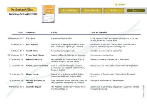 Seminarios y Lecciones - Severo Ochoa - Universidad AutÃ³noma de ...