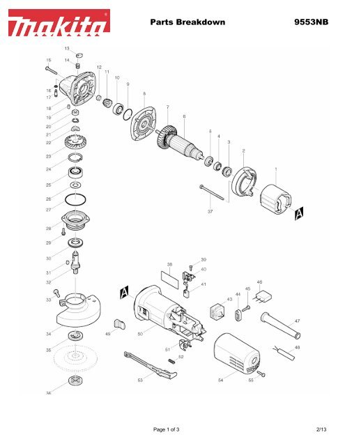 Parts Breakdown 9553NB - Makita