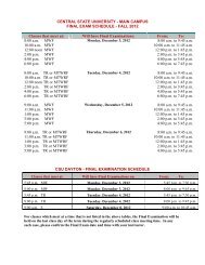 CAMPUS FINAL EXAM SCHEDULE - Central State University