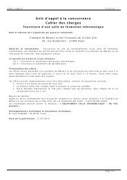 Avis d'appel Ã  la concurrence Cahier des charges - Chambre de ...
