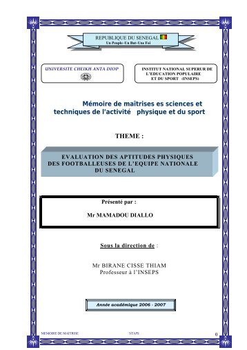 Evaluation des aptitudes physiques des footballeuses de l ... - BEEP