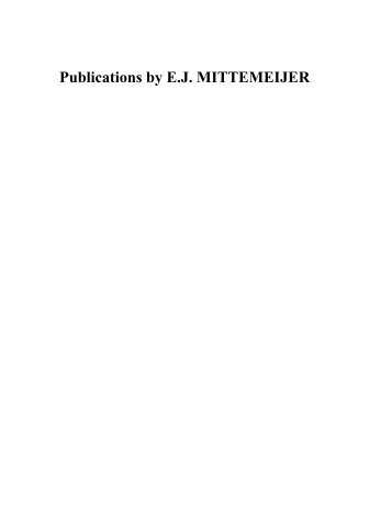 Publications by E.J. MITTEMEIJER - Max Planck Institut für ...