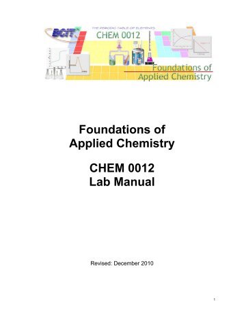 Foundations of Applied Chemistry CHEM 0012 Lab Manual