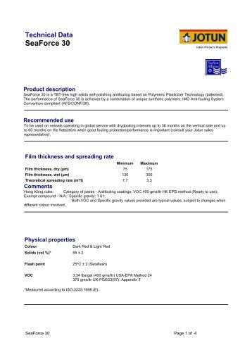 Seaforce 30 Data Sheet - Anodes Direct