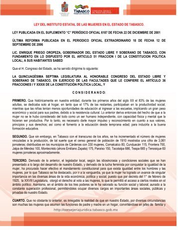 LEY DEL INSTITUTO ESTATAL DE LAS MUJERES