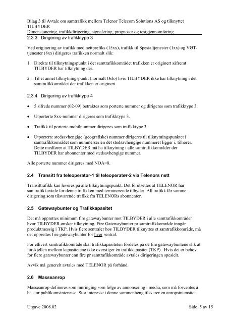 Avtale om samtrafikk versjon 2008.02 - Jara - Telenor