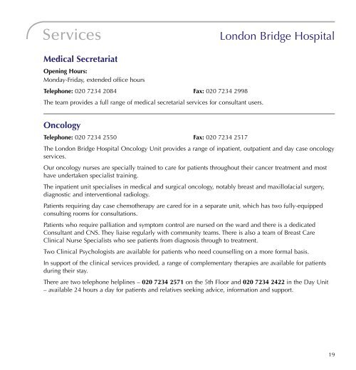 Referrers' Guide - London Bridge Hospital