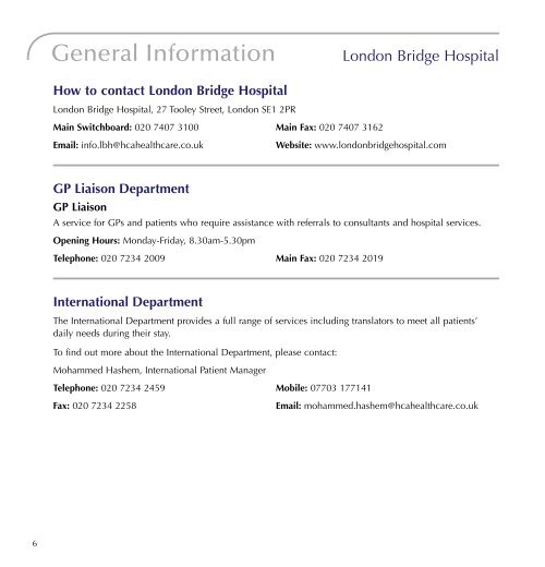 Referrers' Guide - London Bridge Hospital