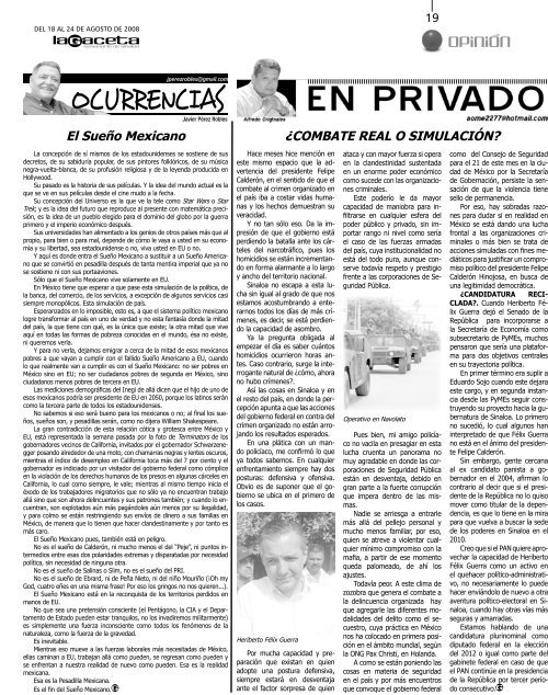 ESCRIBEN JAVIER PéREZ ROBLES - SEMANARIO LA GACETA