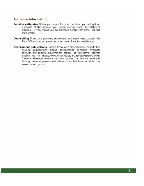 TABLE OF CONTENTS - IWA Forest Industry Pension Plan