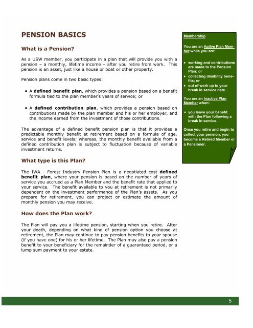 TABLE OF CONTENTS - IWA Forest Industry Pension Plan