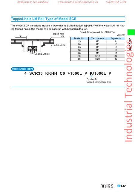 LM Guide THK - Industrial Technologies