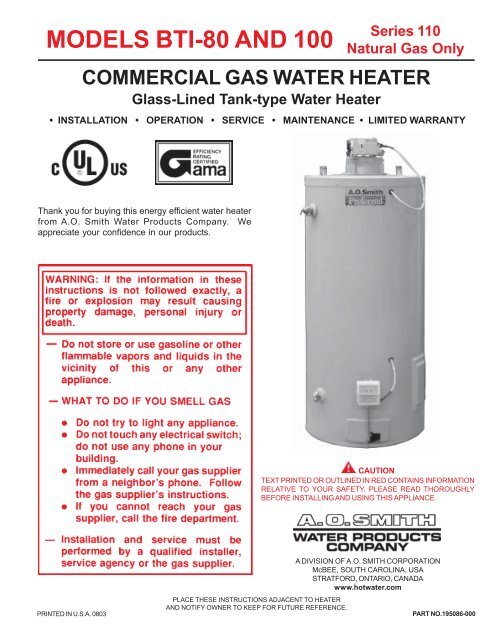 195086-000 - AO Smith Water Heaters