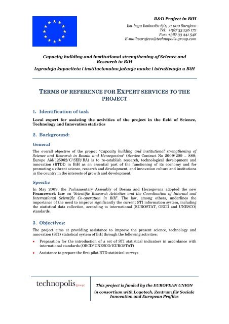 terms of reference for expert services to the project - Posao.ba