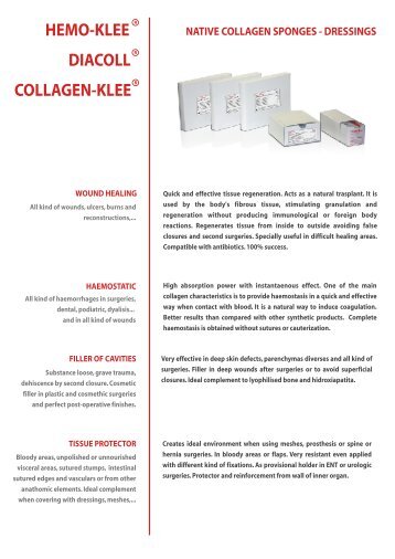 HEMO-KLEE R COLLAGEN-KLEER DIACOLL R - Colageno