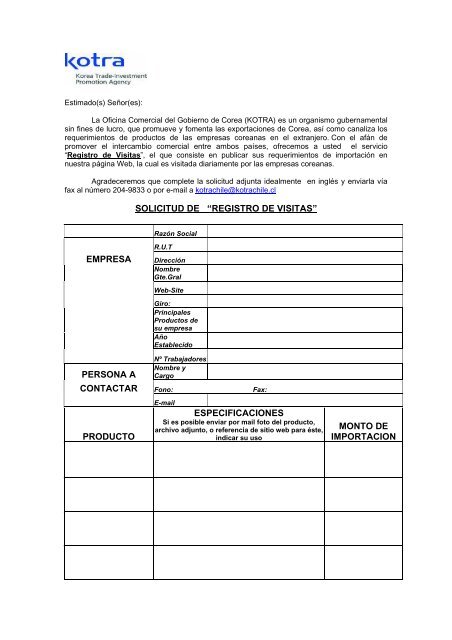 solicitud de âregistro de visitasâ empresa persona a ... - Asimet