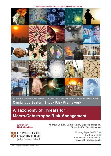 A Taxonomy of Threats for Macro-Catastrophe Risk Management