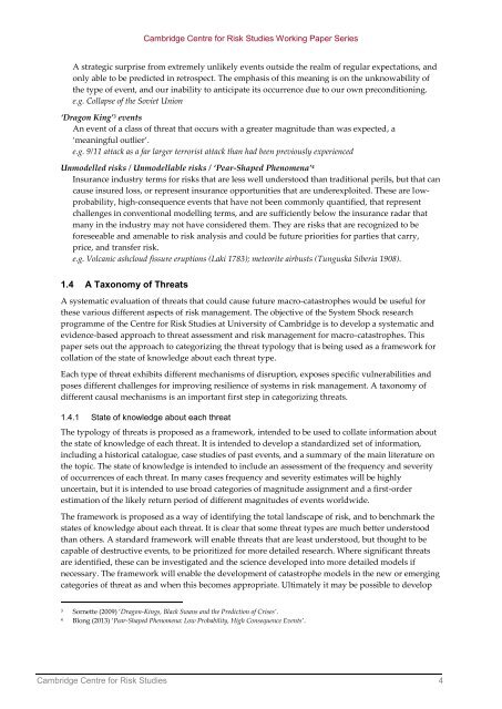 A Taxonomy of Threats for Macro-Catastrophe Risk Management