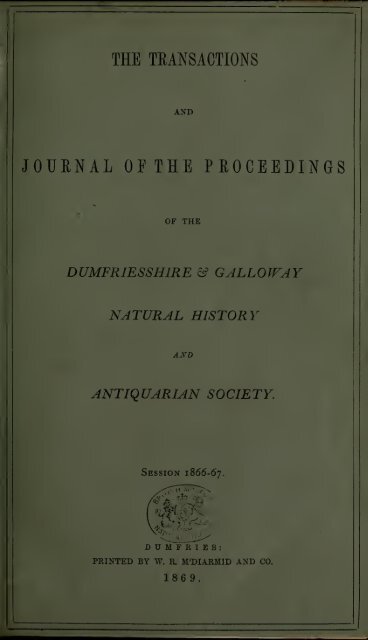 Vol 5 - Dumfriesshire & Galloway Natural History and Antiquarian ...