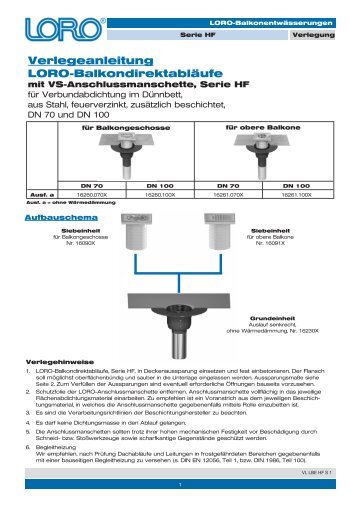 Verlegeanleitung LORO-Balkondirektabläufe