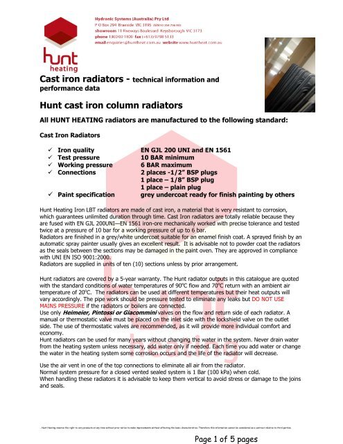 Cast iron radiators - Hunt Heating