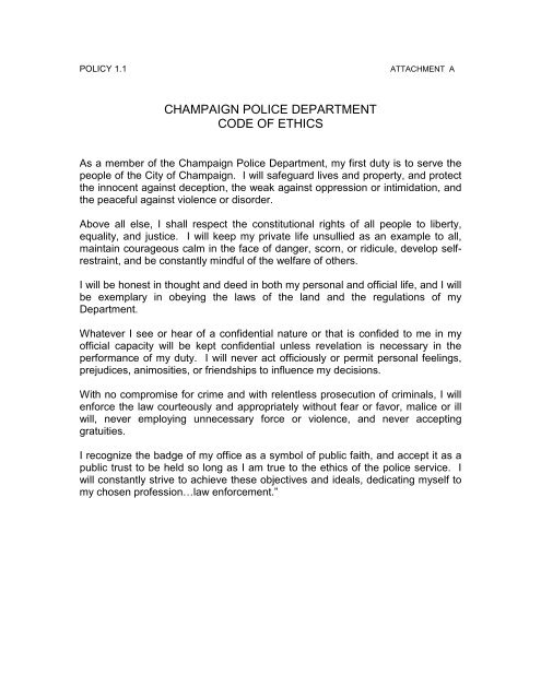 POLICY & PROCEDURE MANUAL - City of Champaign
