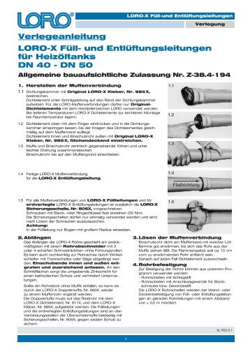 Verlegeanleitung LORO-X Füll- Und Entlüftungsleitungen Für ...