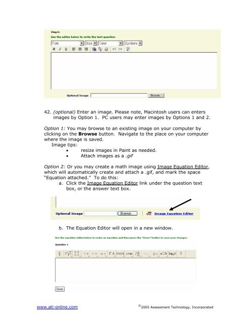 Build a Test 1. When you first log in, click on the Assessment link in ...