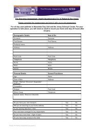 Health Questionnaire - The Princess Alexandra Hospital | NHS Trust