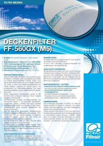 Produktinformation - FF560 GX (M5) - Filtrair BV