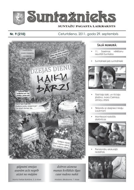 SuntaÅ¾u pagasta laikraksts SuntaÅ¾nieks, septembris - Ogres novads