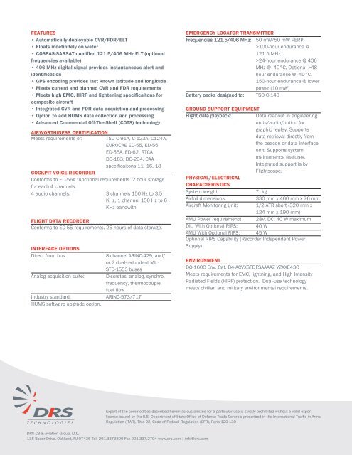 deployable flight incident recorder set (dfirs) 2100 - DRS Technologies