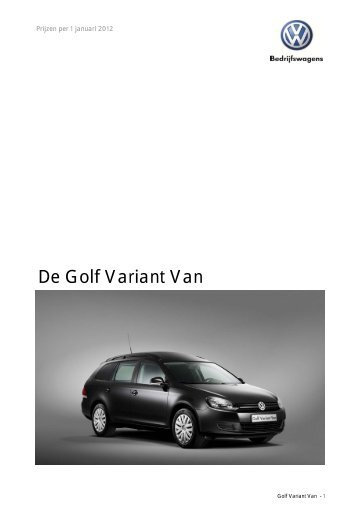 Prijslijst VW Bedrijfswagens Golf VI Variant Van per 01 ... - Fleetwise