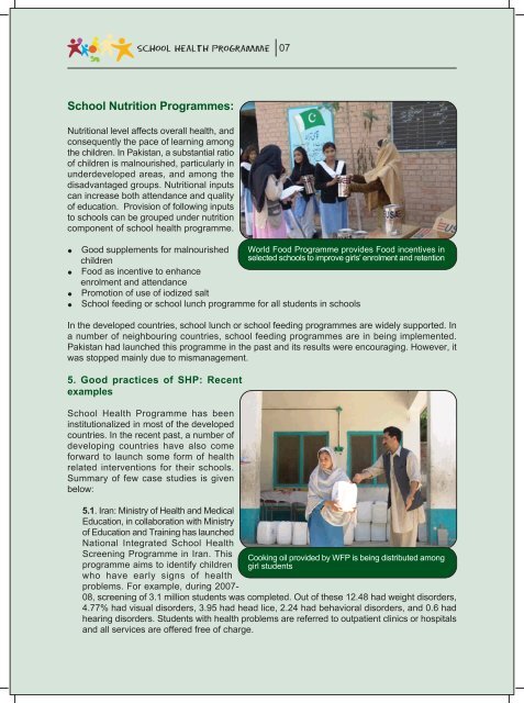School Health Programme: - UNESCO Islamabad