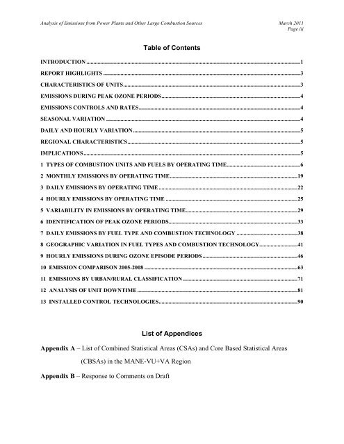 Analysis of 2007 Emissions from Power Plants and Other ... - MARAMA