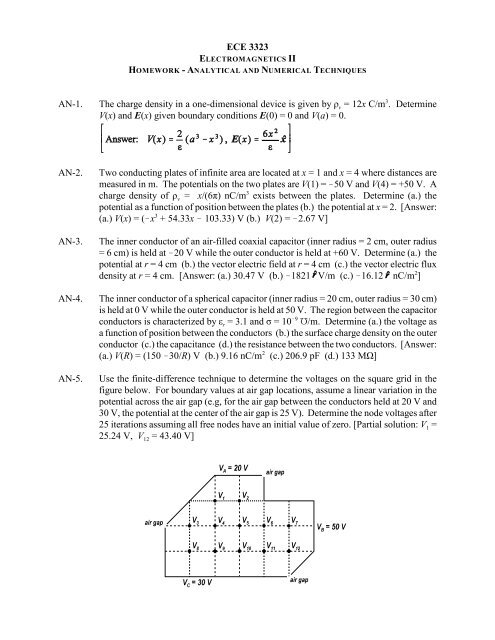 ECE 3323 AN-1. The charge density in a one-dimensional device is ...