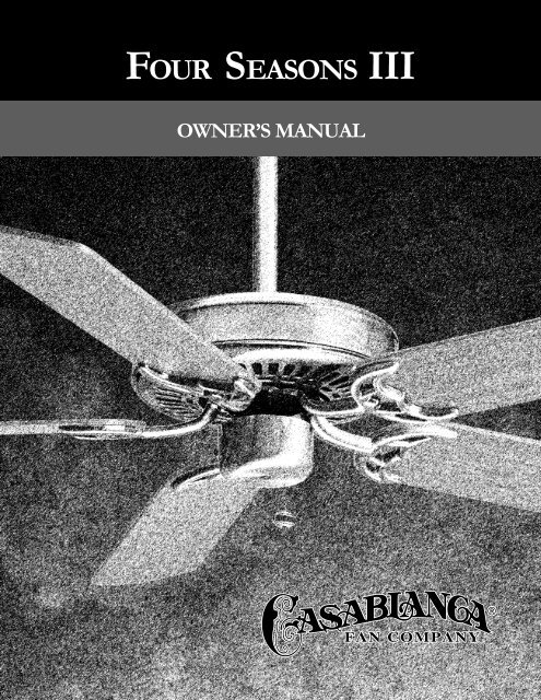 Owner S Manual Casablanca Fan
