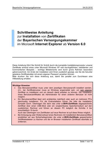 Benutzer-Zertifikat - Bayerische Versorgungskammer